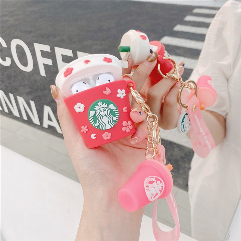 Cute Flower Pattern Coffee Cup Airpods Case