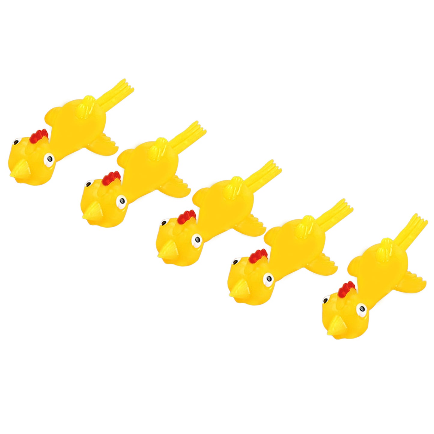 1 Set-5pcs Ejection Chicken Toy Light Rubber Finger Prank Flying Toy