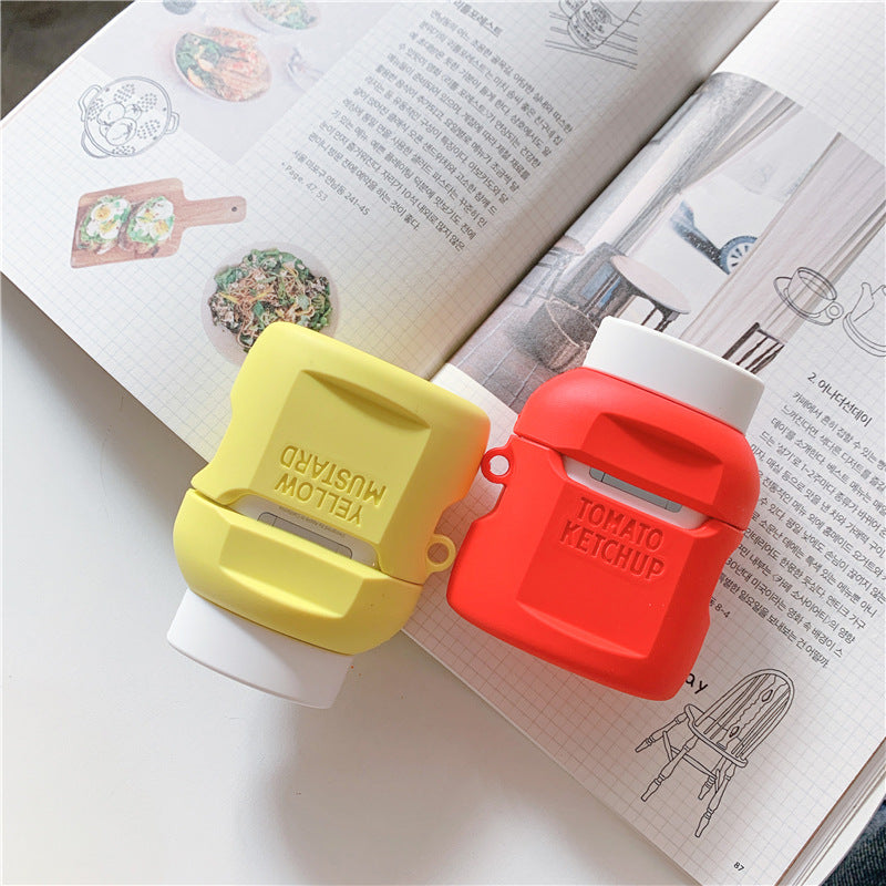 3D Mustard Ketchup Bottle Design Airpods Case