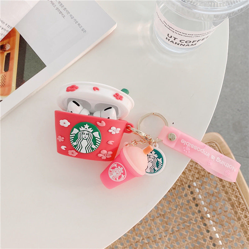 Cute Flower Pattern Coffee Cup Airpods Case
