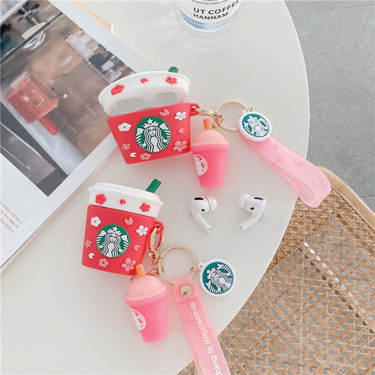 Cute Flower Pattern Coffee Cup Airpods Case