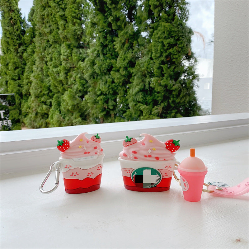 Girls Strawberry Coffee Cup Airpods Case