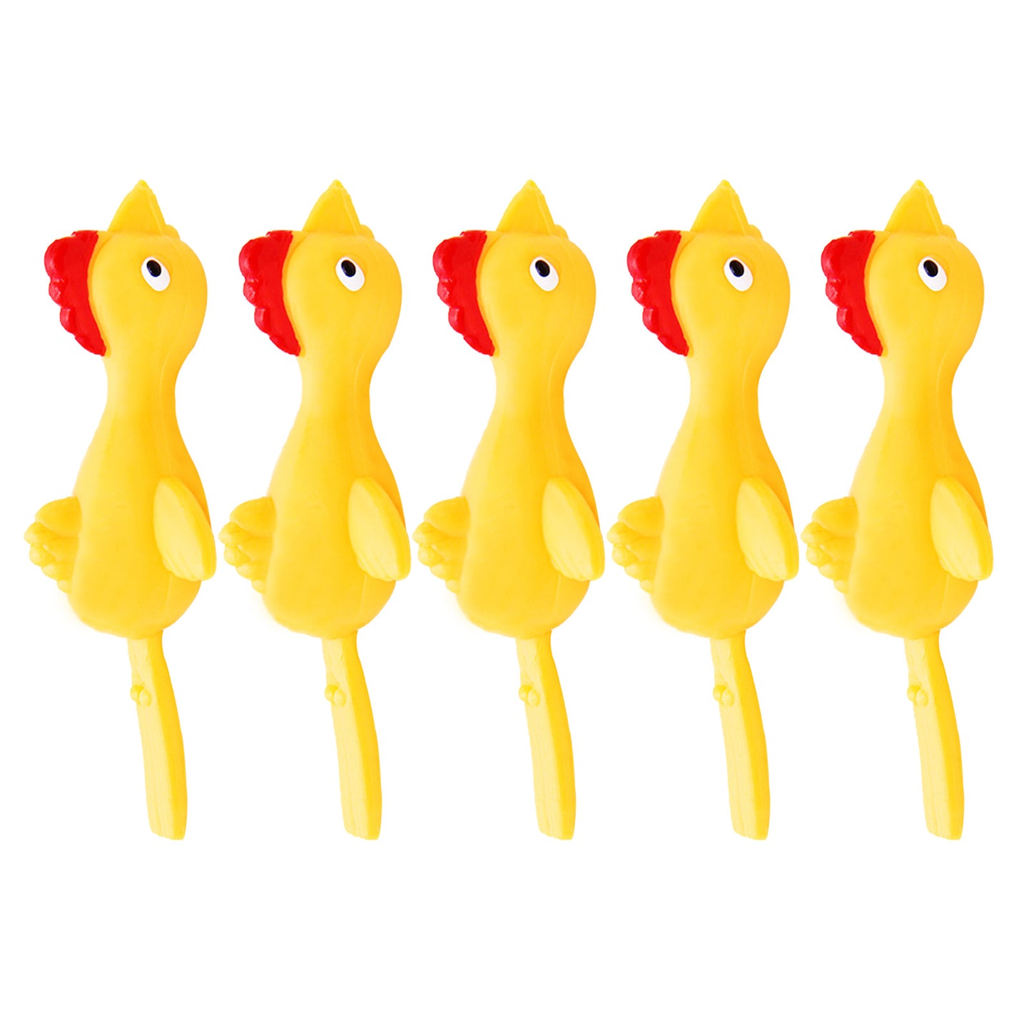 1 Set-5pcs Ejection Chicken Toy Light Rubber Finger Prank Flying Toy