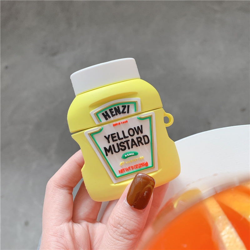 3D Mustard Ketchup Bottle Design Airpods Case