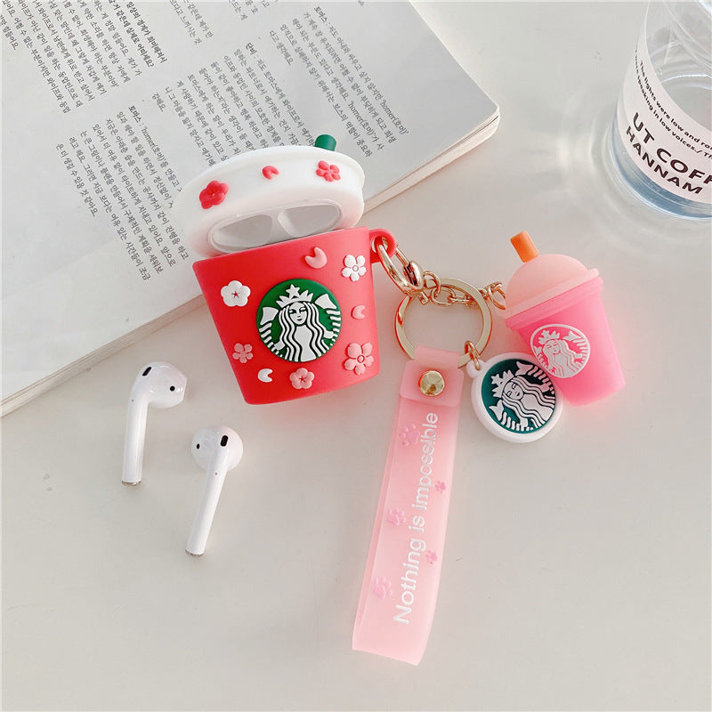 Cute Flower Pattern Coffee Cup Airpods Case