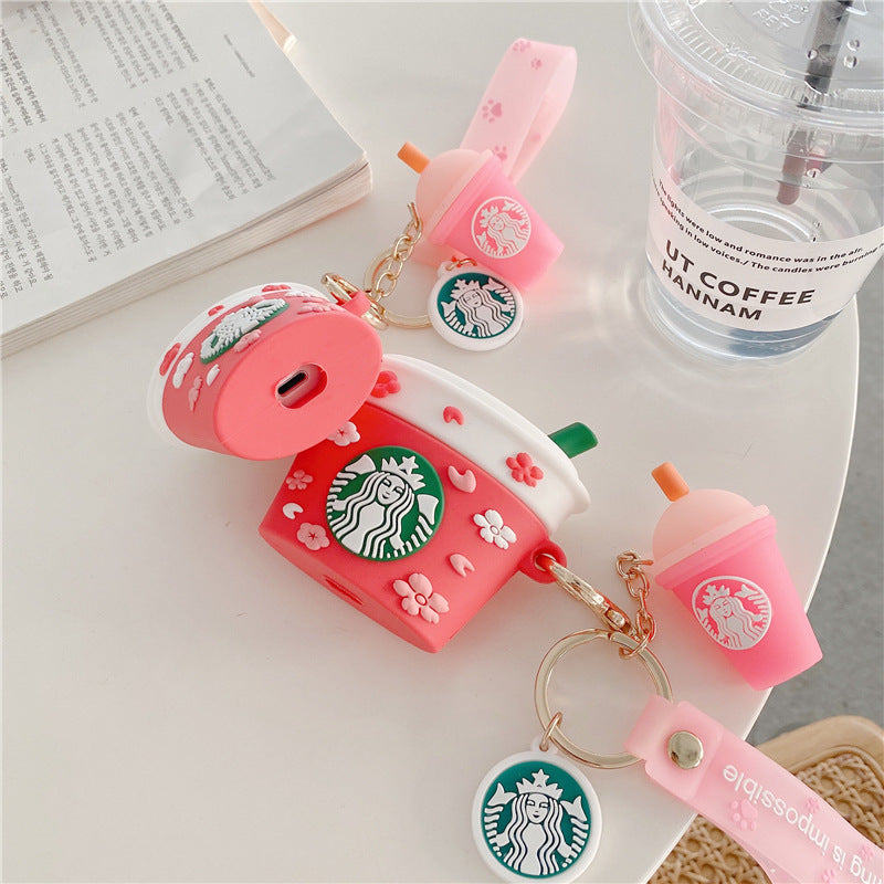 Cute Flower Pattern Coffee Cup Airpods Case