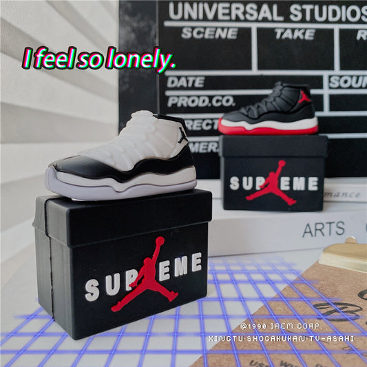 3D Creative AJ Basketball Shoes Box Design Airpods Case with Clip