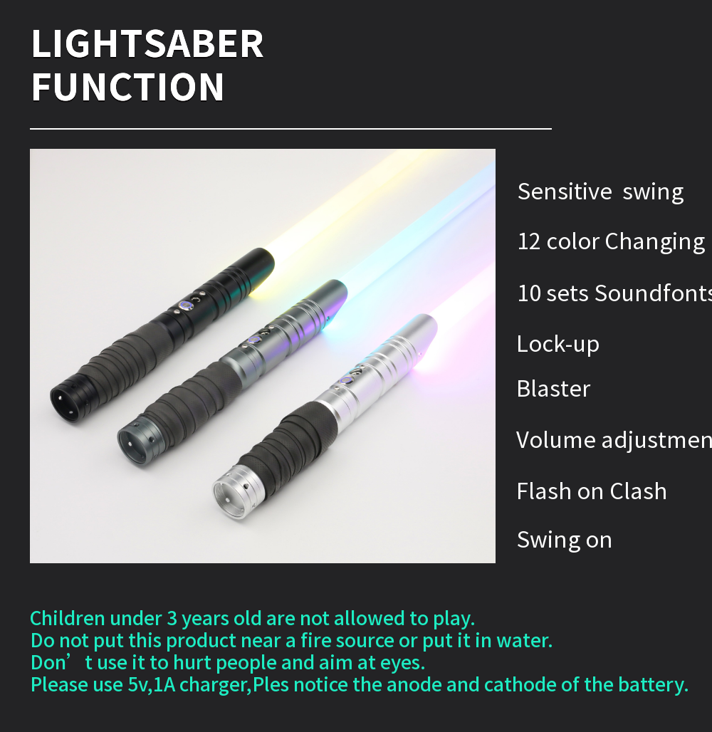 E01 Smooth Swing Metal Hilt 12 Colors Changing 10 Sounfonts Blaster FOC Lock Up Lightsaber